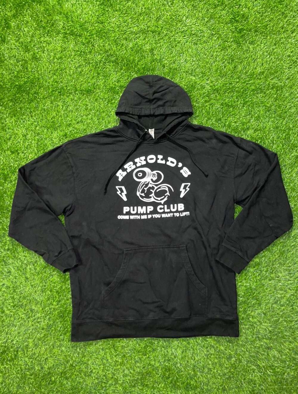 Independent Trading Company Arnold's Pump Club Black Gym Hoodie Size 2XL